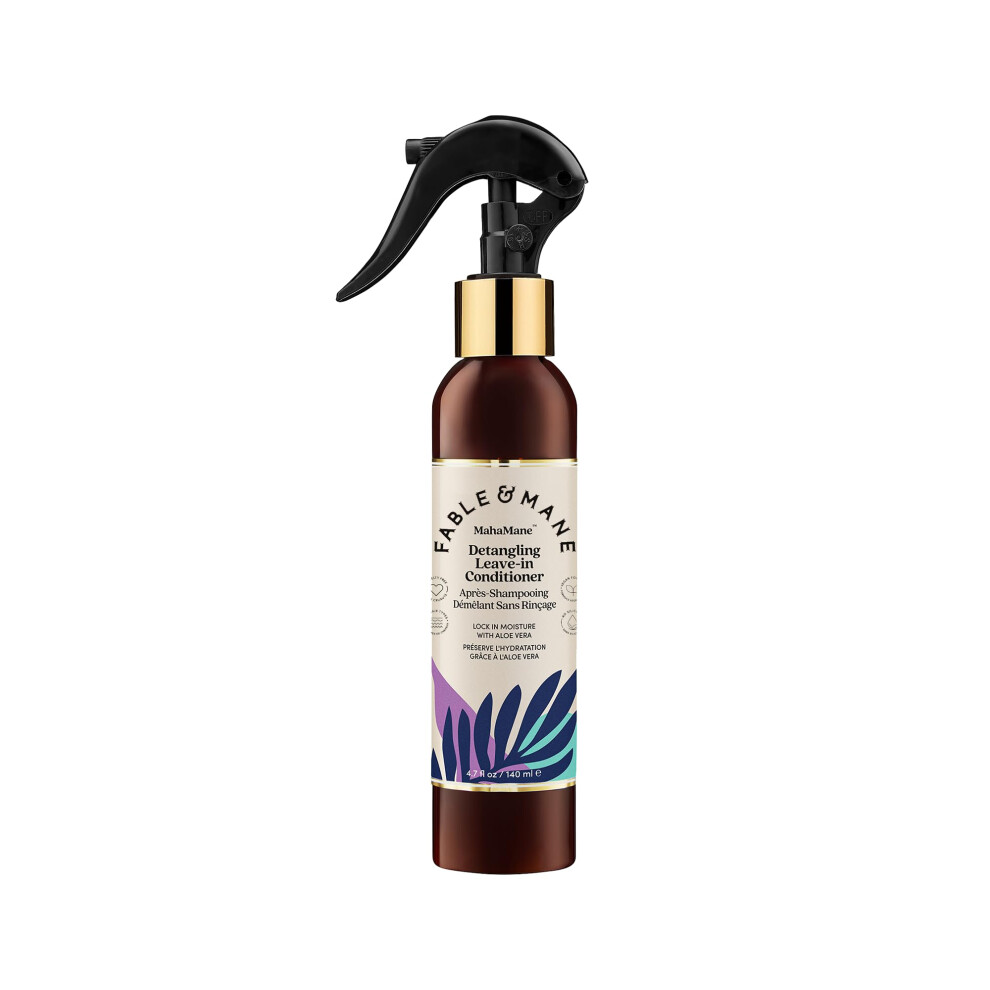 Fable & Mane Leave In Conditioner 4.7 Fl Oz - Maha Mane Detangler Spray Silicone-Free Leave In Conditioner For Dry Damaged Hair Heat Protectant For