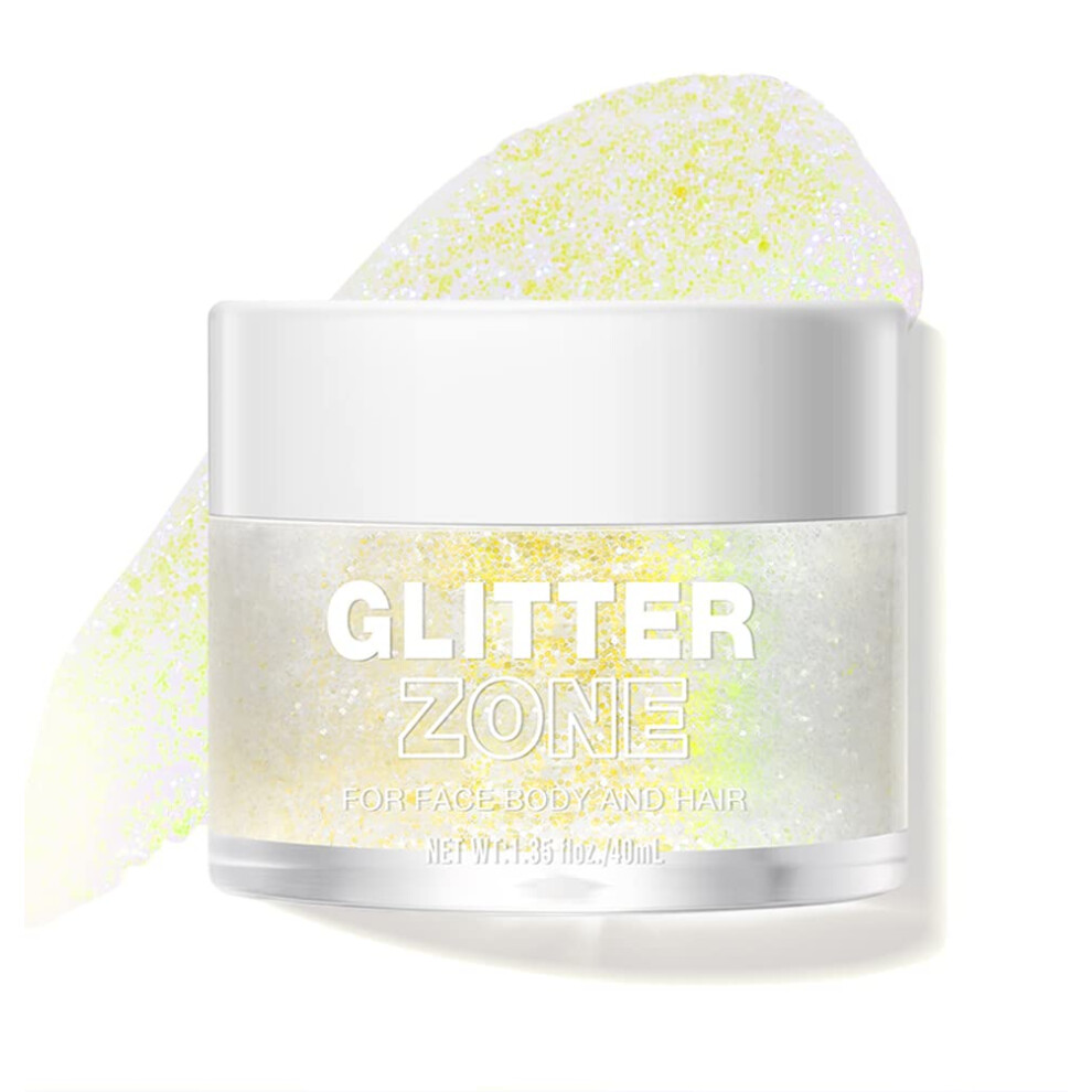 Langmanni Light Holographic Body Glitter Gel For Body Face Hair And Lip.color Changing Glitter Gel Under Vegan & Cruelty Free-1.35 Oz (4# Sapphire