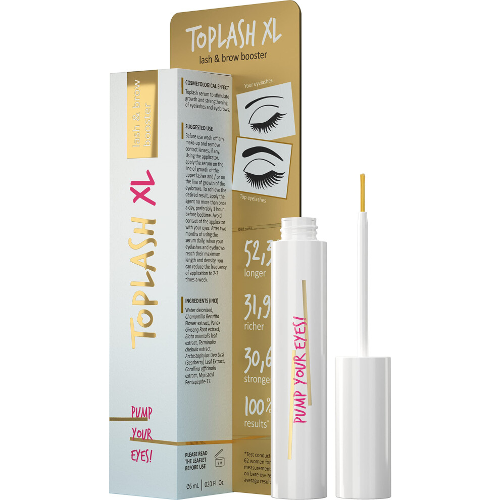 Toplash Xl Lash And Brow Booster Growth Serum With Eyelash And Eyebrow Enhancer Promotes Stronger Thicker Healthier Lashes With Botanicals An
