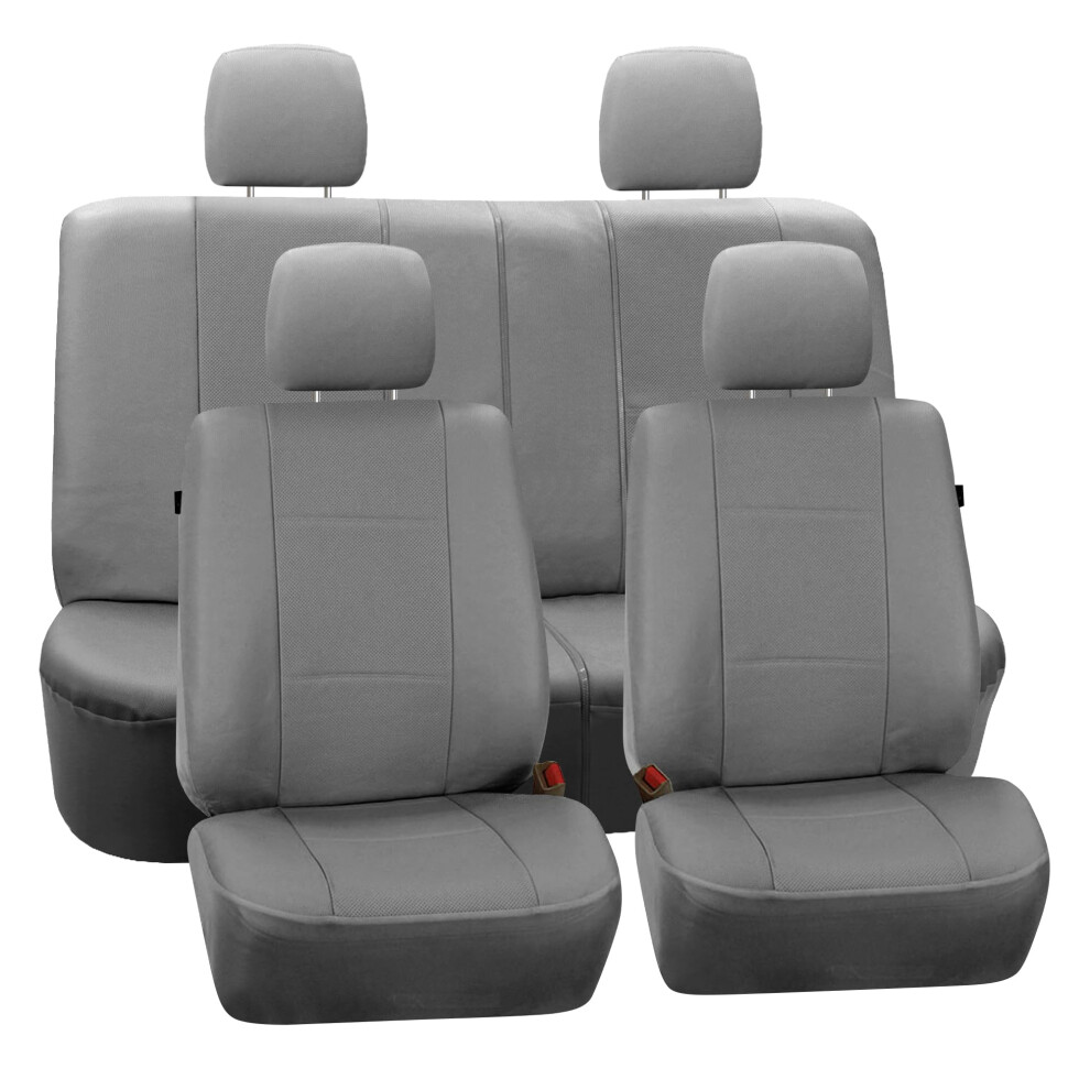 Fh Group Full Set Faux Leather Car Seat Covers For Low Back Front Seat Covers Airbag Compatible Split Bench Rear Seat Universal Fit For Suv Sedan 785422205386