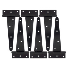 HLMOptimo Heavy Duty T Hinge Tee T Strap Shed Gate Barn Fence Door Hinge Wrought Rustproof All Size Black (6 pcs 8 inch)