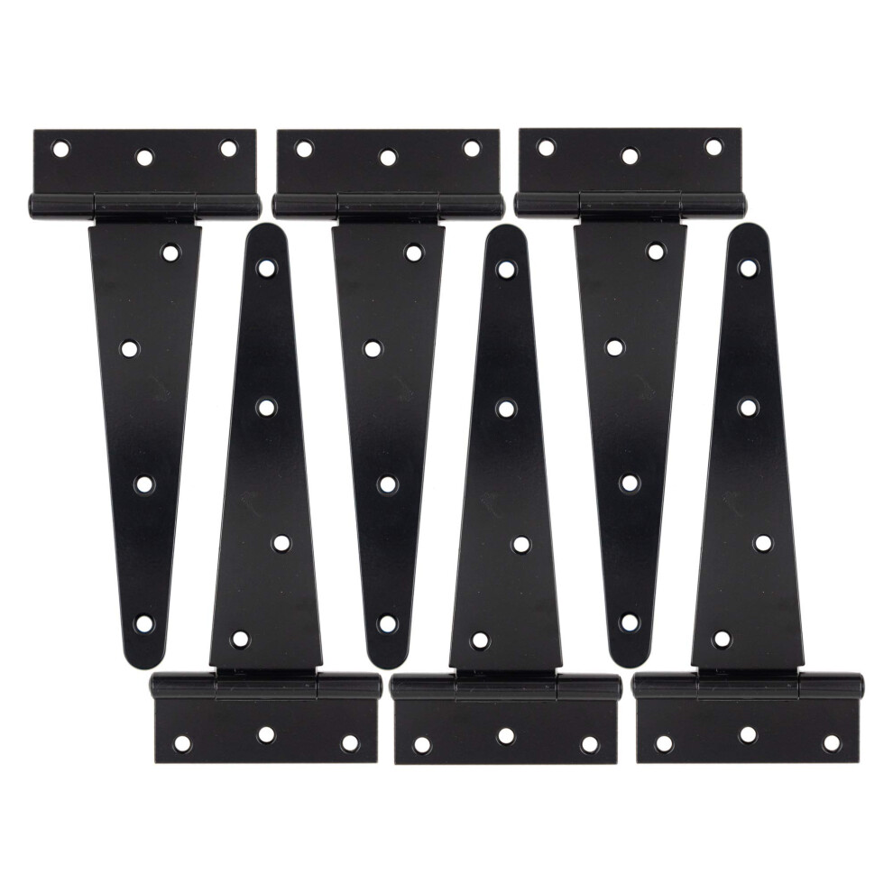 Hlmoptimo Heavy Duty T Hinge Tee Hinge T Strap Hinge Shed Hinge Gate Hinge Barn Hinge Fence Hinge Door Hinge Wrought Rustproof All Size Black (6Pcs 8 711731399546