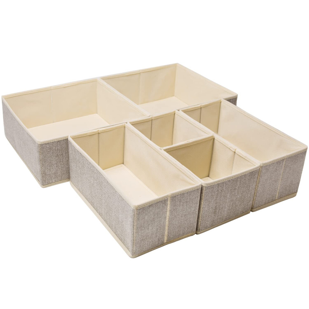 Criusia Underwear Drawer Organizer 6 Set Foldable Underwear Drawer Organizer and Closet Dividers Storage Box for Clothes Socks Underwear (6 Bins B