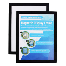 MFoffice Window Sign Holder - Plastic Picture Frames 8.5x11'' - Double Sided and Adhesive for Wall/Door/Refrigerator/Cupboard Display Frame Black Pack