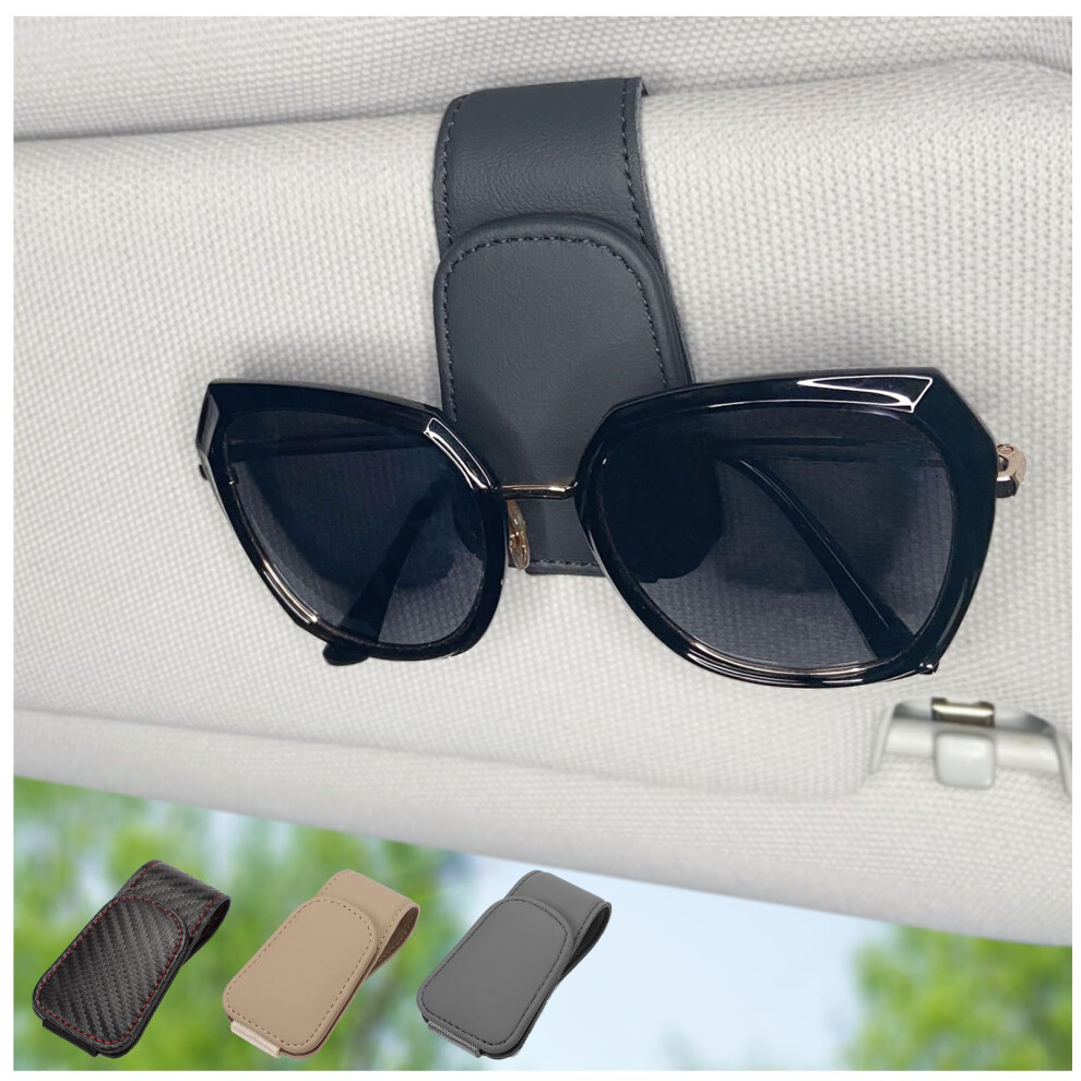 Chosmoyi Magnetic Leather Sunglass Holder For Car Sunglasses Clip For Car Visor Auto Interior Accessories Universal For Different Size Eyeglasses (B