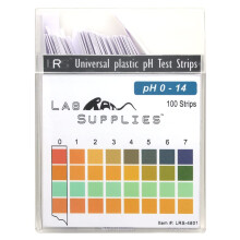 Kunststof pH-teststrips Universele toepassing (pH 0-14) 100 strips | voor speeksel zeep urine voedsel vloeistoffen water met bodemonderzoek laborator