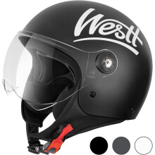 Westt 3/4 helm motorfiets open helm scooterhelm met schoon vizier DOT goedgekeurde vintage bromfietshelm voor mannen vrouwen