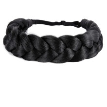 STHEJFB Bohemian Braided Headband Oversized Classic Wide Braids Adjustable Elastic Strap Synthetic Wig Headband Women's Braids Beauty Accessories (Bla