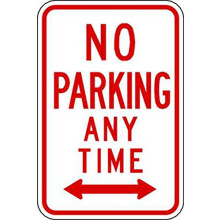 Zing Green Products 2340 Parkverbotsschild, Eco Safety, Parkverbot jederzeit, Pfeil nach links und rechts, 45,7 x 30,5 cm, Rot auf Wei   , 3M, hoch