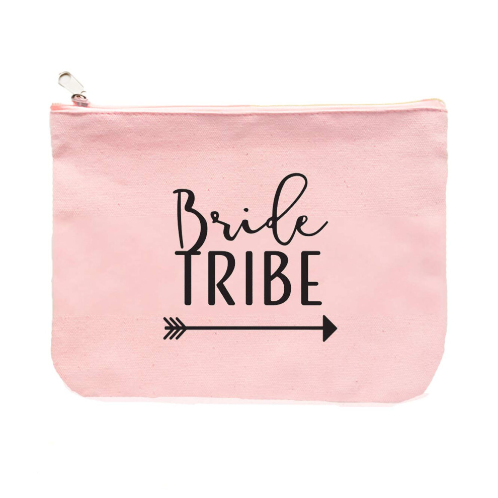 Brezo Gold Heather & Willow 1 Piece | Rose Bride Tribe Canvas Cosmetic Makeup Clutch Gifts Bag For Bridesmaid Proposal Box & Bridesmaids Bachelorette Party