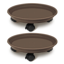 JzNova 2 stuks plantenpalletcaddy met wielen ronde bloempotverhuizer binnen rollende plantenbak Dolly op wielen buiten plantenbak trolley dienblad on