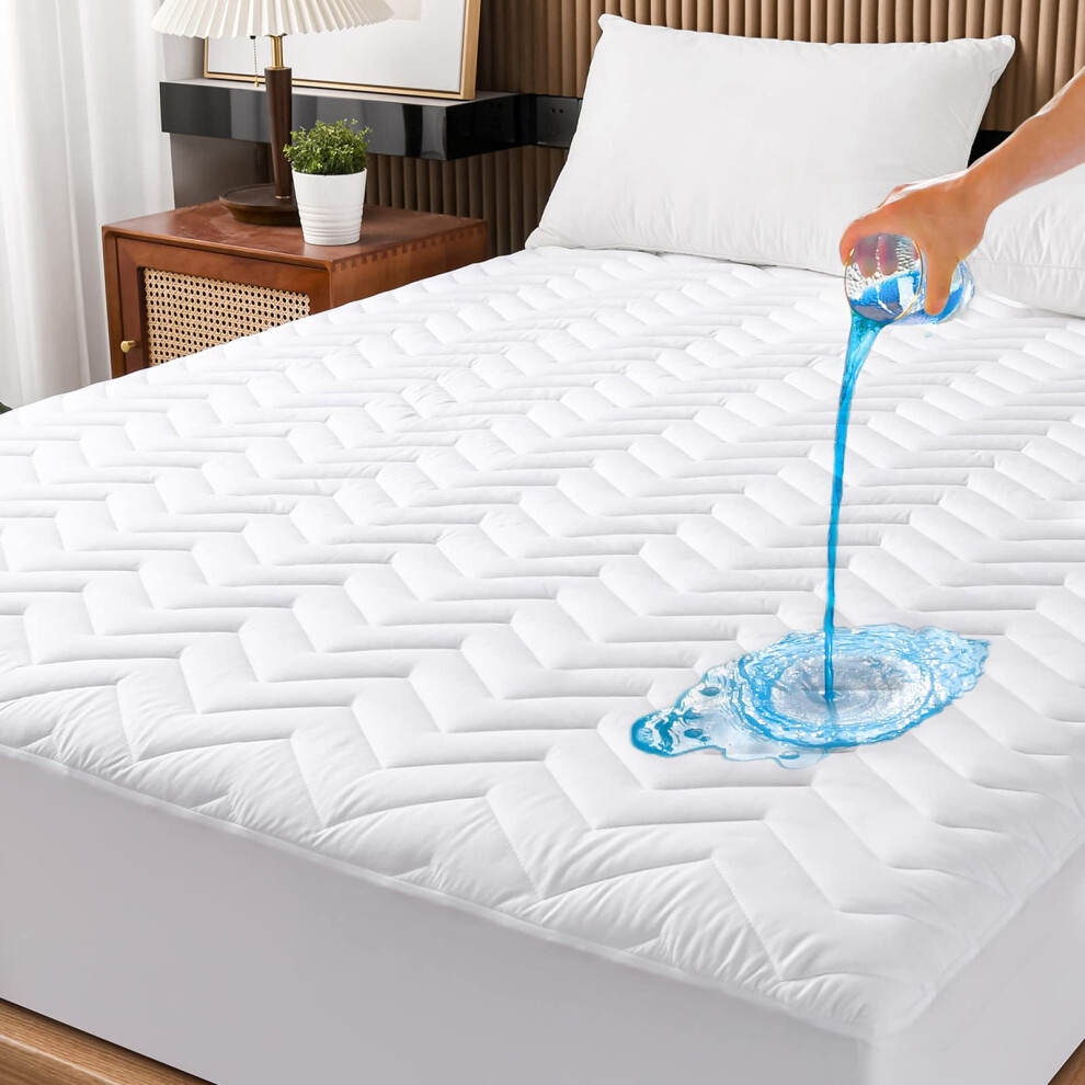 Queen Size Waterproof Mattress Protector Quilted Breathable Ultra-Soft Filling Mattress Pad Fitted Deep Pocket Mattress Cover Fits 6''-25'' Mattress