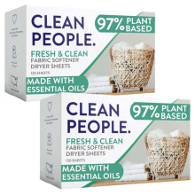 The Clean People Fabric Softener Sheets - Dryer Sheets - Softens & Removes Static Cling - Vegan Laundry Softener With Essential Oils - Fresh Scent 24