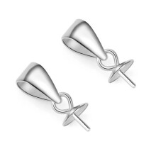 10pcs Adabele Authentic 925 Sterling Silver Eye Pin Peg Bail Clasp 4mm (0.16 Inch) Pearl Cup Glue-on Pendant Connector for Women Men Jewelry Making SS