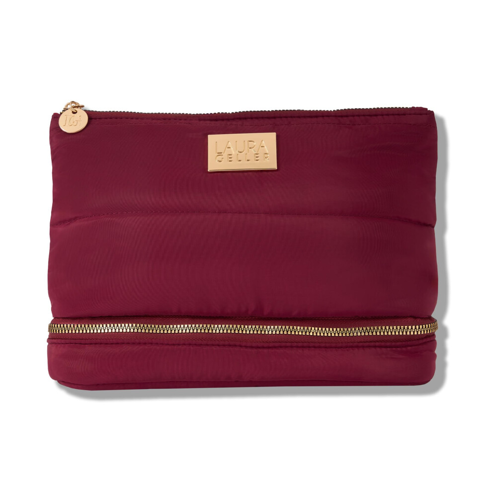 LAURA GELLER NEW YORK Quilted Makeup Bag - Toiletry Bag Organizer for Travel - Large Capacity Full Size Makeup Bag - Easy to Clean (Quilted with Brush