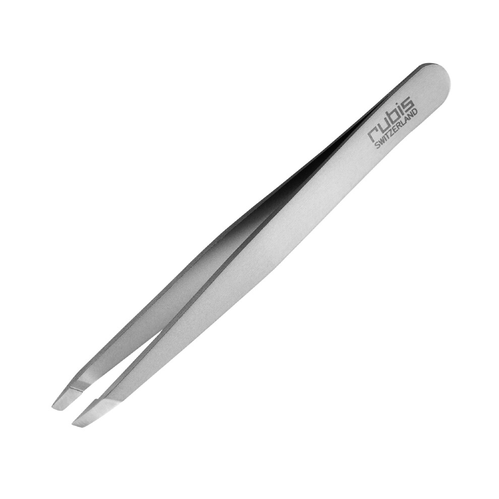 Rubis Ion-Coated Classic Stainless Steel Slanted Tweezers For Precise Eyebrows And Hair Removal 4K102 Switzerland Swiss Made World Renowned Pre