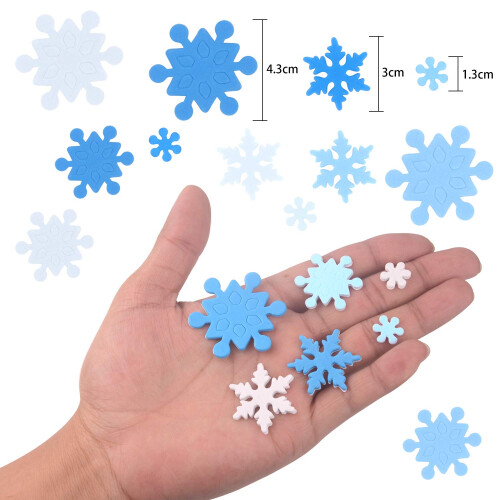 Coopay 600 pices mini mousse autocollants de flocon de neige 2