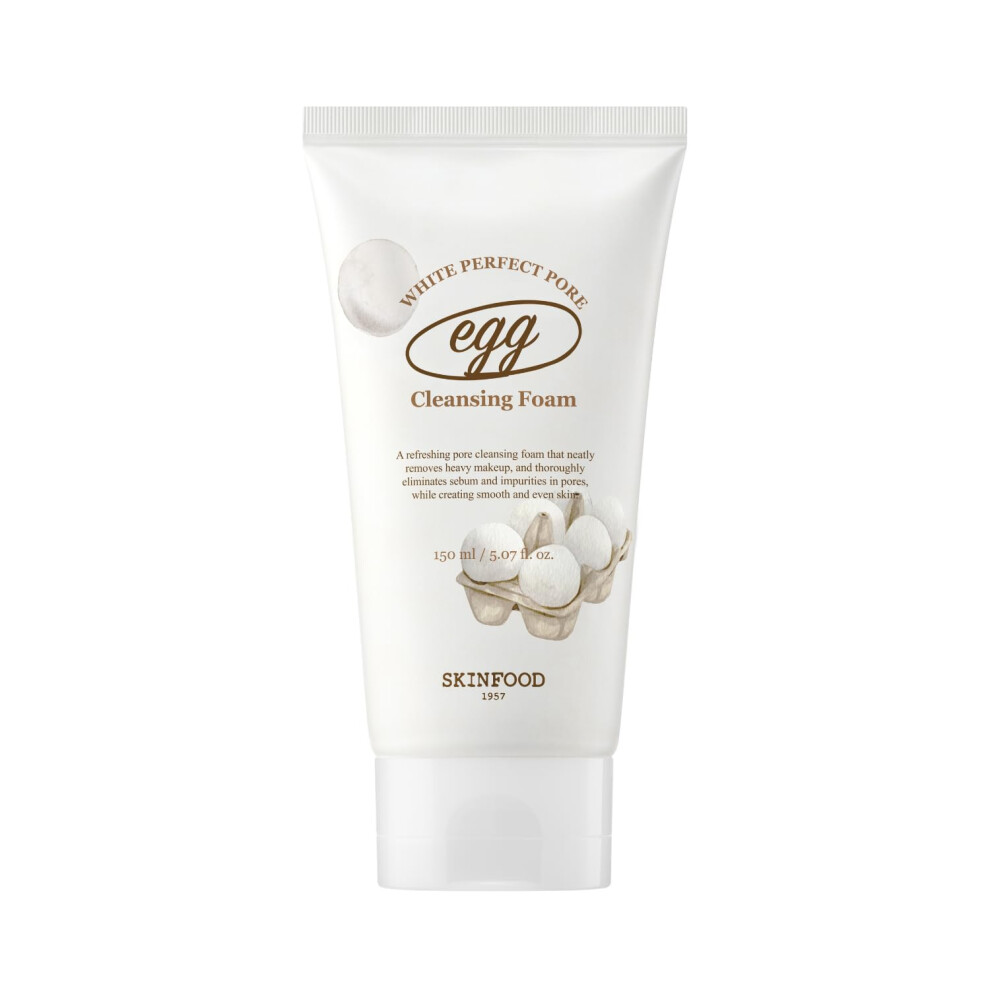 Huidvoeding Sinds 1957 Skinfood Egg Perfect Pore Cleansing Foam 150Ml - Egg Yolk Albumin Contained Pore Refining Facial Foam Cleanser - Removes Impurities From Pores (5.07