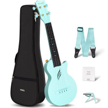 Enya Soprano Ukulele 21 Inch Carbon Fiber Cutaway Travel Ukelele for Adult with Beginner Bundle Kit Including Case Strap Capo and Strings(Nova
