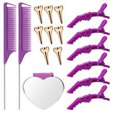 Ensemble d'outils de séparation de cheveux Coldairsoap 17 pièces comprenant des anneaux de séparation, des pinces de séparation, des peignes à qu