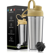 Shaker per proteine Earthmade in acciaio inossidabile da 26 once, isolato, per miscele proteiche, mantiene il freddo per 30 ore, con 2 protezioni