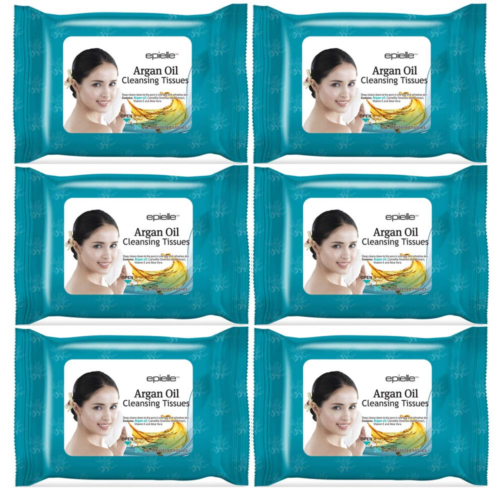 Epielle Argan Oil Makeup Remover Cleansing Wipes Tissue | Gentle For All Skin Types | Daily Facial Cleansing Towelettes | Removes Dirt Oil Makeup (P