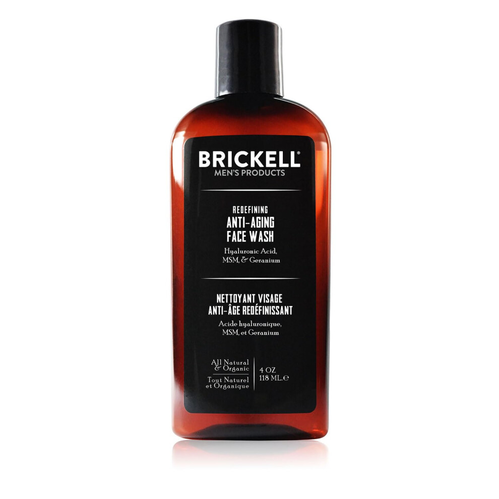 Brickell Men's Redefining Anti-Aging Face Wash For Men  Natural and Organic  Foaming Gel Face Wash Firms & Plumps Skin to Reduce Signs of Aging (Scent