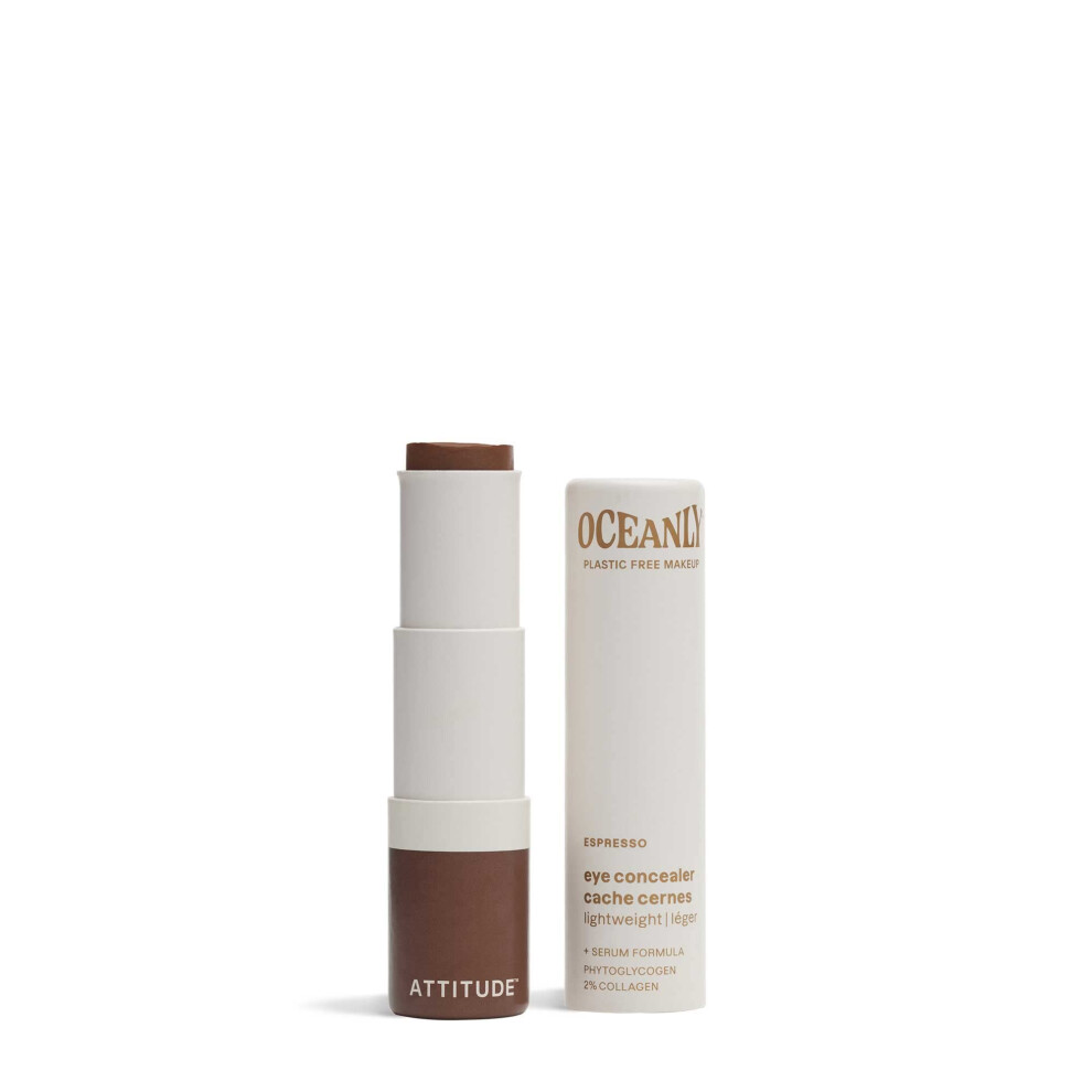 Attitude Oceanly Light Coverage Under Eye Concealer Stick Titanium Dioxide-Free Ewg Verified Plastic-Free Vegan & Cruelty-Free Makeup Espresso 0
