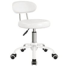 WKWKER Rolling Stool with Wheels Swivel Stool with Back Height Adjustable Chair PU Leather Rolling stools Ideal for SPA Salon Home Office Drafting Wor