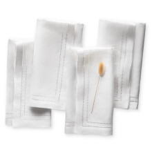 Linnen servetten 20 x 20 inch - 100% vlaslinnen Witte dubbele ajourrand Dinerservetten Set van 4 - Doekservet wasbaar Perfect voor Valentijnsdag Wint