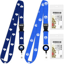 Cruise Lanyard Essentials for Ship Cards [2 Pack] Cruise Lanyards with ID Holder Key Card Retractable Badge & Waterproof Ship Card Holders (Blue Shi
