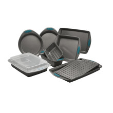 L'ensemble de cuisson de cuisson antiadhesive Rachael Ray avec des poignees comprend des pains / casseroles antiadhesives / plaque a patisserie e