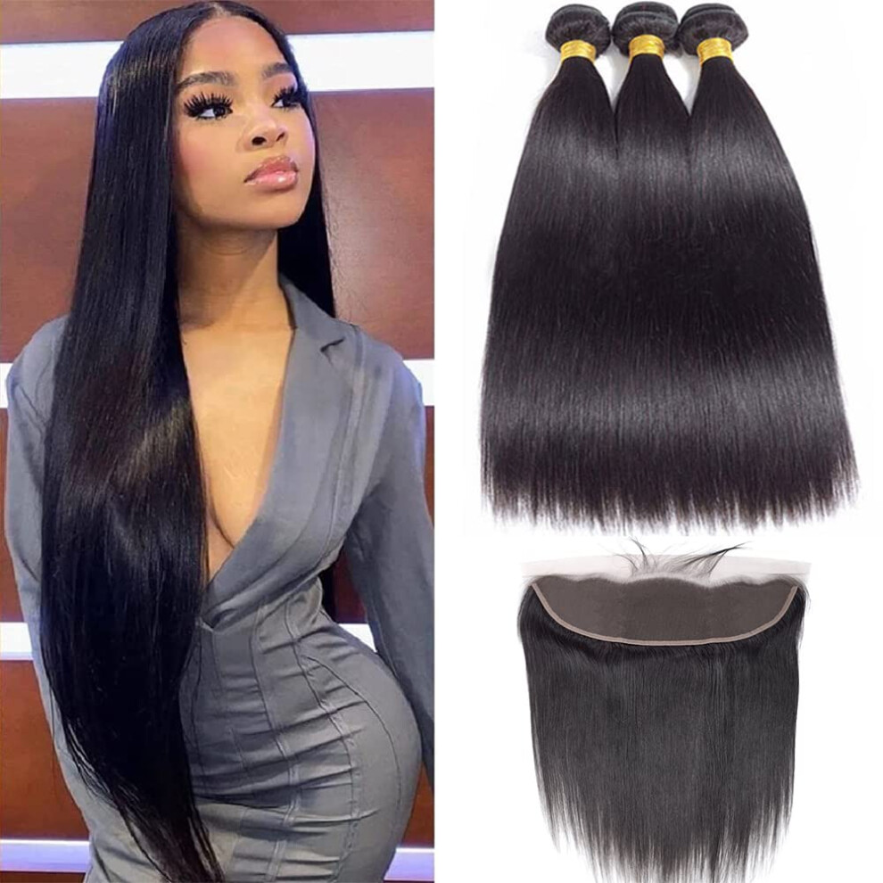Impression Records Unisex Not,Specified Royal Impression 12A Straight Bundles Human Hair With Frontal (16 18 20+14) 100% Unprocessed Brazilian Virgin Straight Human Hair 3 Bundles With Front