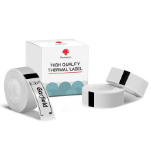 Phomemo D30 Etikettape, Klar Termopapper Självhäftande Etikettmaker Tape, Svart på Transparent, 14mm x 30mm