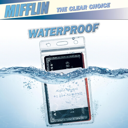 Mifflin-USA Suportes de Identificação à Prova d'Água em Plástico (Transparente, 2.25x3.5 Polegadas, 100 Unidades) 1