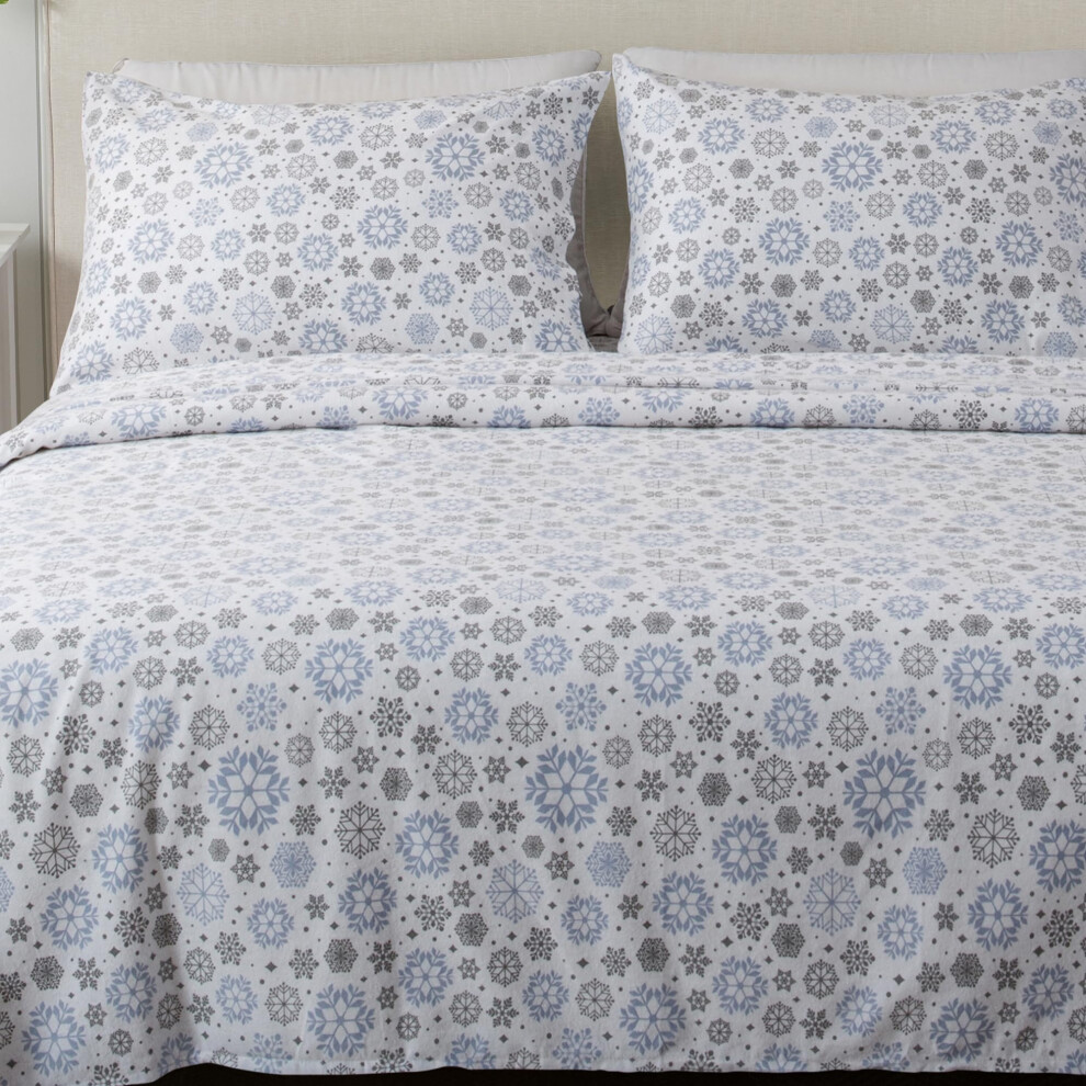 Parure de lit en flanelle Great Bay Home, taille Queen - 100 % coton turc doublement bross   , pour l'hiver - Parure de lit rustique ultra-douce et
