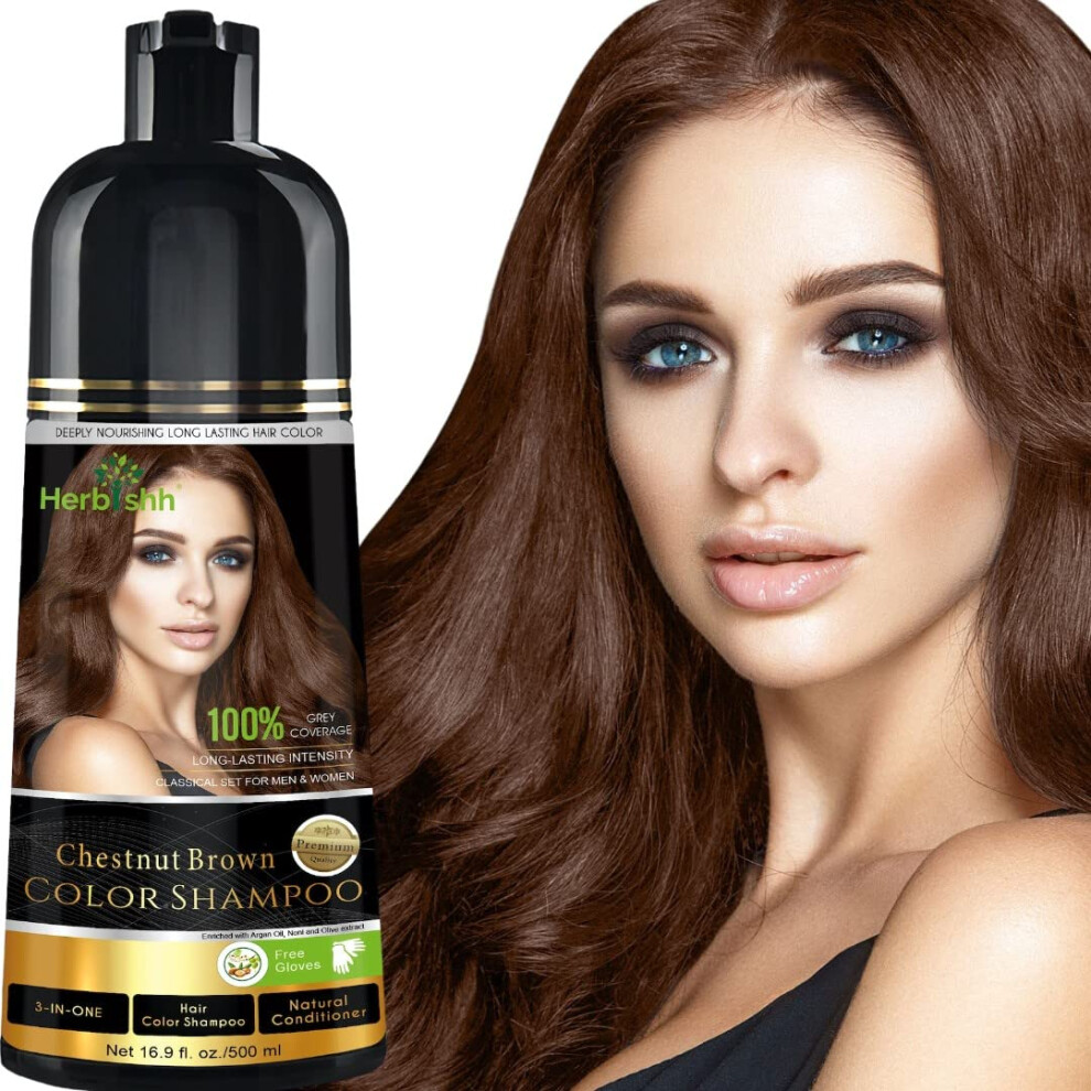 Herbishh Gray Hair Color Shampoo For Hair - Magic Hair Dye Shampoo - Colors Hair In Minutes-Long Lasting-500 Ml-3-In-1 Hair Color-Ammonia-Free |