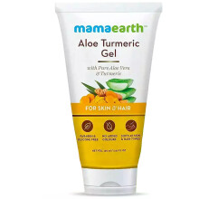 Mamaearth Aloe gurkemeje gel til sund hud og hår | Reducerer solskoldning acne & skæl | Hydrater tørt hår og nærer hovedbunden Paraben-fri | 5,07