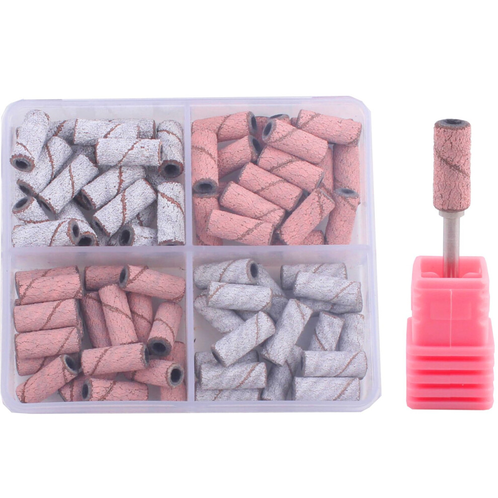 MZCMSL Lot de 80 petites bandes abrasives avec mandrin de 3 mm, grain 120, 150, 180, 240, pour ongles en acrylique, gel,    limination des cuticule