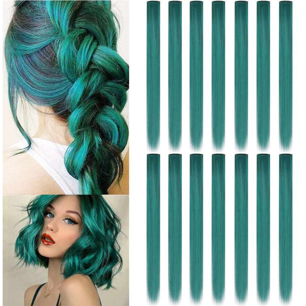Iamerui Unisex Multi-Colors Party Highlights Straight Hair Colorful Clip In Synthetic Hair Extensions In Multiple Colors Heat Resistant Long Hairpiece 14Pcs
