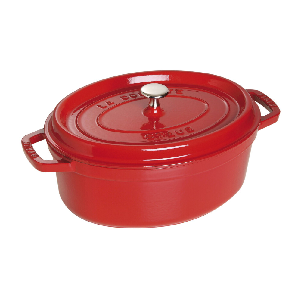 Staub La Cocotte Oval 40509-846 Pico Cocotte Oval Cherry  10.6 inches (27 cm)  Large  Both Handed  Enameled Pot  Induction Compatible  Japanese Authen