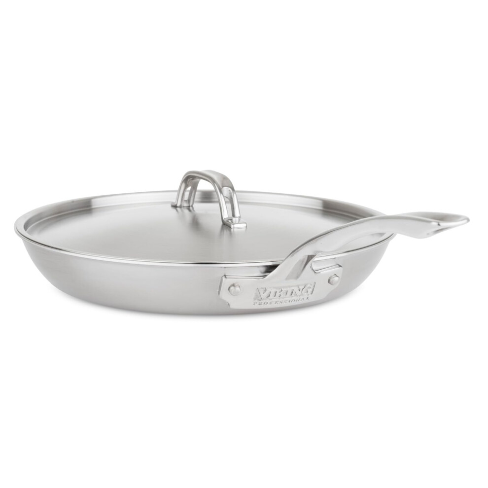 Viking Culinary Professional 5-Ply Stainless Steel Fry Pan  12 Inch  Includes Lid  Dishwasher  Oven Safe  Works on All Cooktops including Induction  S