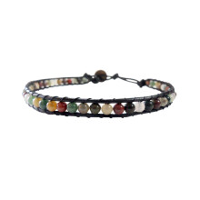 Infinityee888 Anklet Jasper Stone Ankel Armbånd 10 tommer Vævet med læderkabel Smuk håndlavet Hippie Bohemian Unisex Gave Ankel til mænd Ankel ti