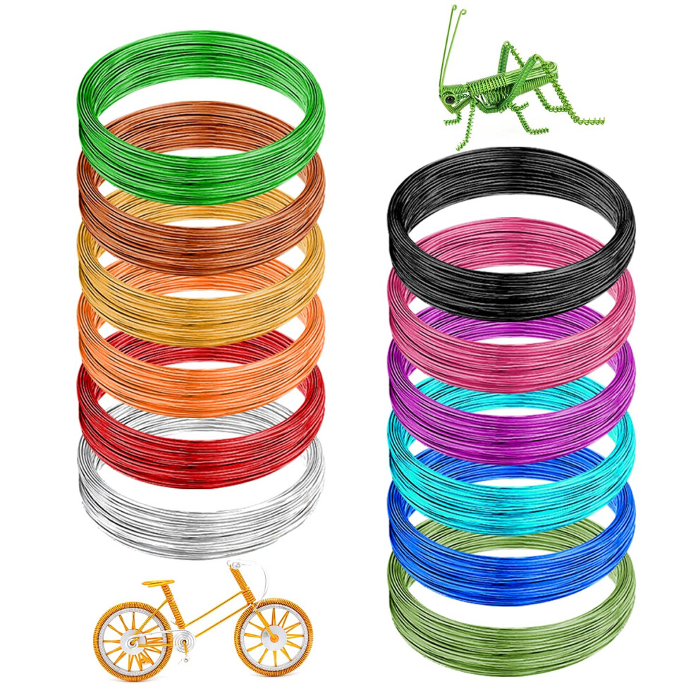 Lot De 12 Rouleaux De Fil D'aluminium Color , 196,8 Pieds, Calibre 18, 1 Mm, Fil Flexible Anodis Pour Loisirs Cr Atifs, Bijoux Floraux, Perles,-image
