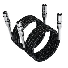 Cavo XLR FIBBR da 3 piedi - Confezione da 2 cavi per microfono XLR maschio-femmina intrecciati in nylon, cavo per microfono bilanciato per impieg