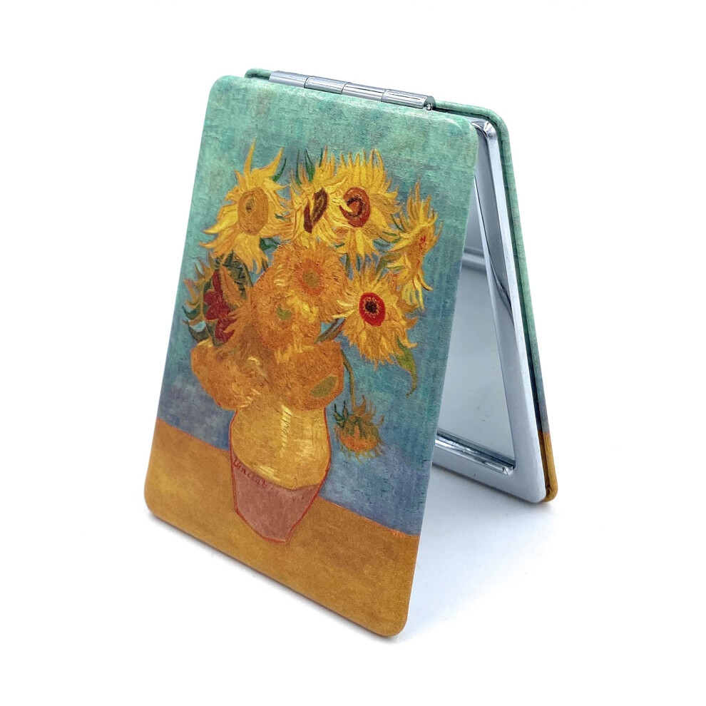 Aeisage Square Compact Mirror Rectangular Purse Mirror Small Cosmetic Mirror For Purses Handheld Mirror Van Gogh Sunflowers Gifts Diameter 2.75''X0.4