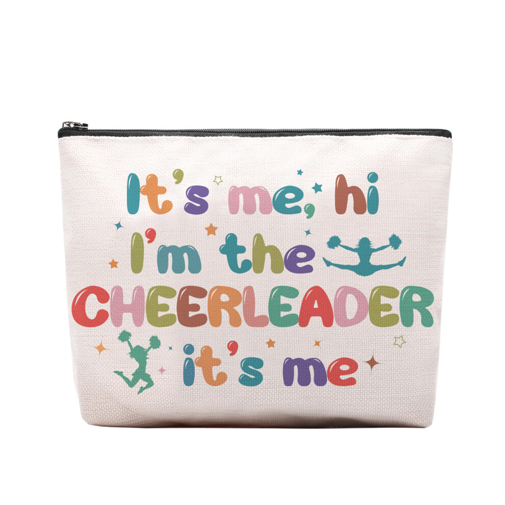 Ceasqvaa Cheerleading Gifts Makeup Bag Gifts For Cheerleaders Cheer Bag Stuff It's Me Hi I'm The Cheerleader Cosmetic Bag Cheerleading Teammate Gi