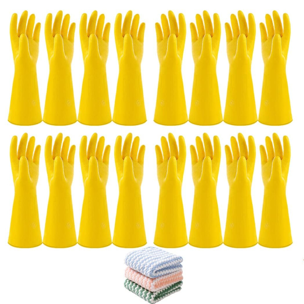 Vsootal 8 Pairs Reusable Household Cleaning Gloves  Rubber Kitchen Dishwashing Gloves Extra Thickness  Long Sleeves  for Washing Dishes  Pet Care(X-La-image-OPC-PGGBFXX-NEW