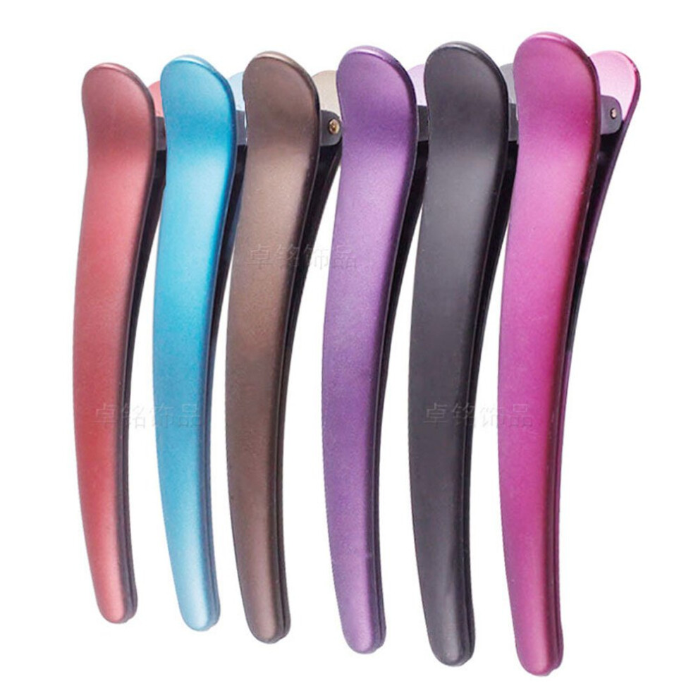 Suoirblss Unisex 12Pcs Professional Hairdressing Salon Hair Barrettes Duck Bill Teeth Hair Clips Non Slip Band Clips Multicolor Scrub Plastic Metal Alligator Bows Hair