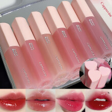 6Pcs Juicy Lasting Tint Lip Gloss Set Vivid Color Glossy Finish Long-lasting Moisturizing Glaze Tint Highly-Pigmented Clear & Natural Makeup